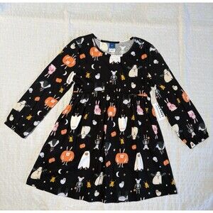 Old Navy Toddler Girls Halloween Print Long Sleeve Cotton Dress Black 4T NWT